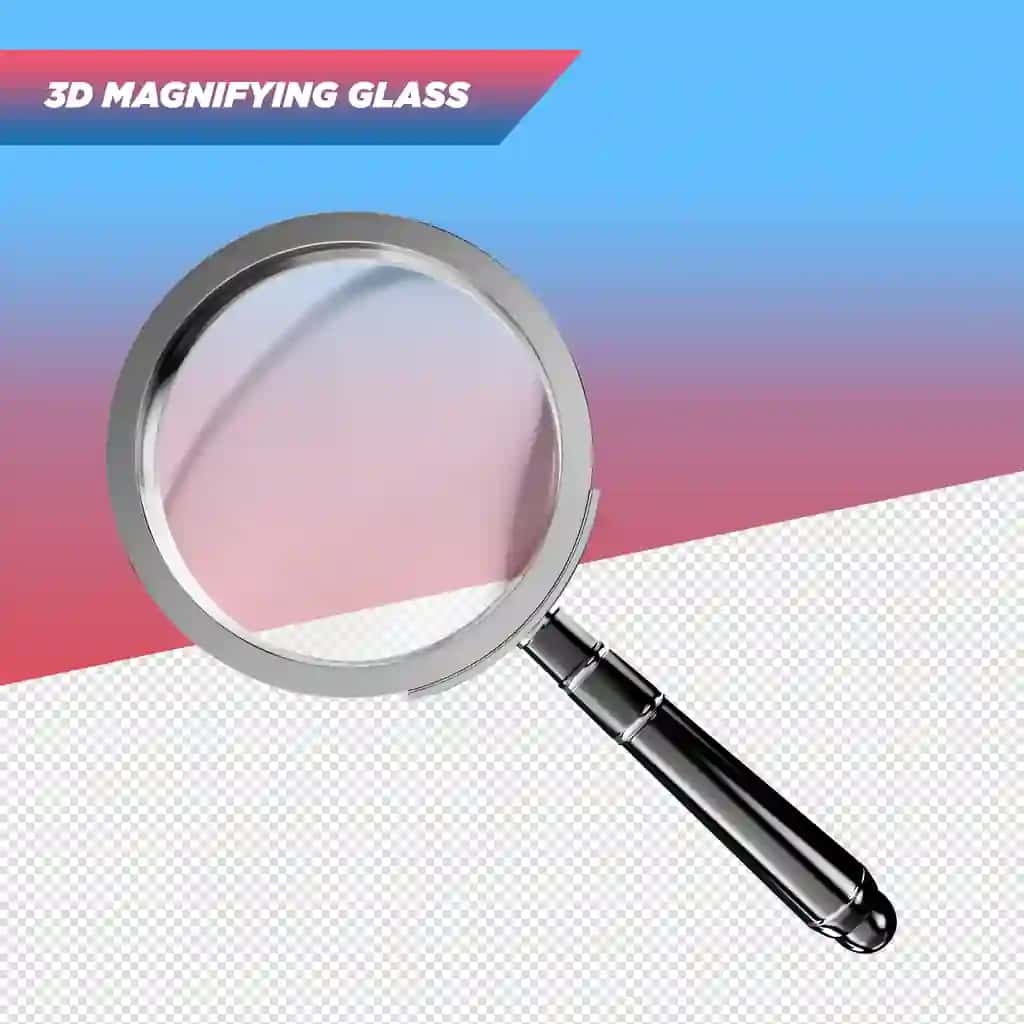 Haqiqiy 3D qora lupa kompozitsiyalari | Realistic 3d black magnifying glass compositions