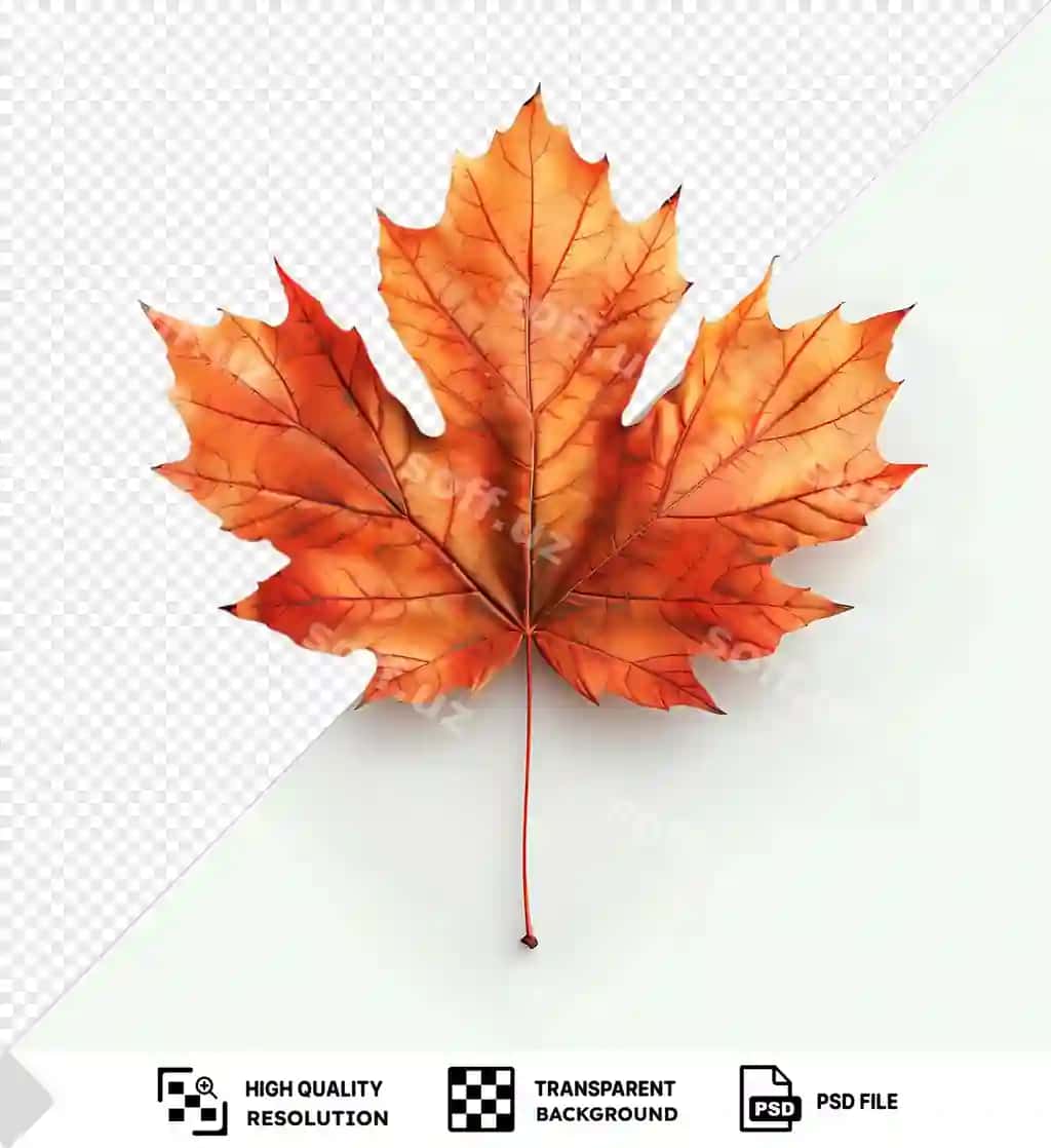 Shaffof fonda izolyatsiya qilingan bitta apelsin chinor bargi | Single orange maple leaf isolated against transparent background