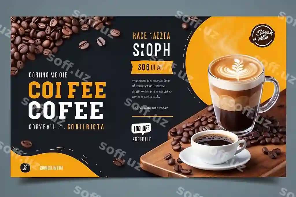Kofe do'koni ijtimoiy tarmoqlar banner shabloni | Coffee shop social media banner template