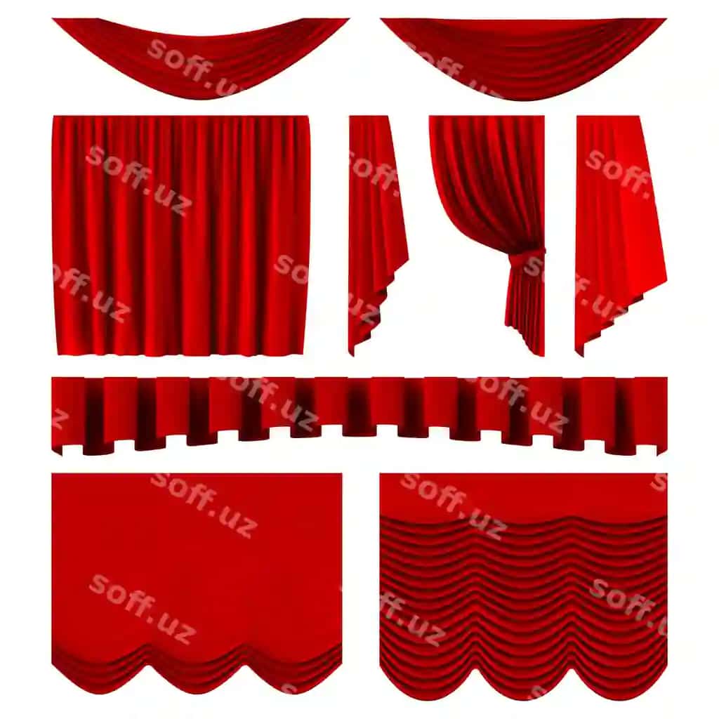 Qizil sahna pardalari realistik teatr sahna bezaklari dramatik qizil | Red stage curtains realistic theater stage decoration dramatic red