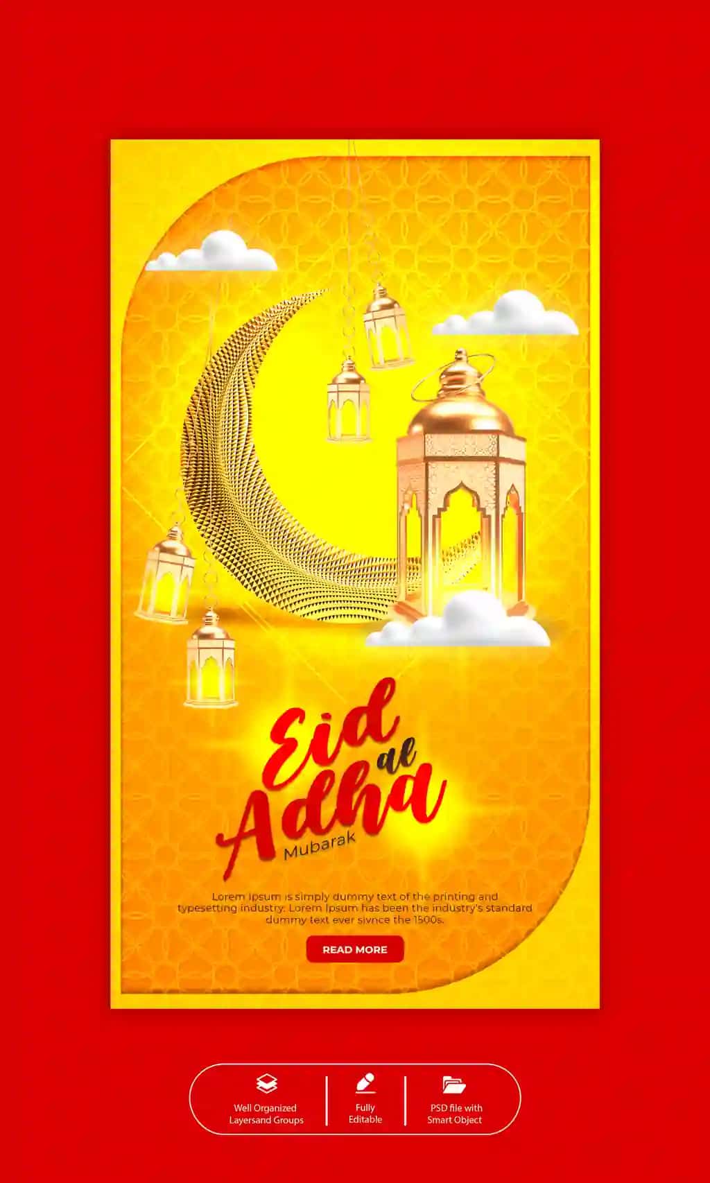 Psd Iyd al Adha Muborak islom festivali instagram facebook story | Psd eid al adha mubarak islamic festival instagram facebook story