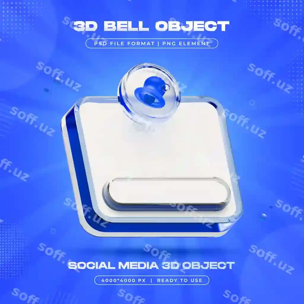 Bildirishnoma qo‘ng‘irog‘i ajratilgan 3D render tasviri | Notification bell isolated 3d render illustration