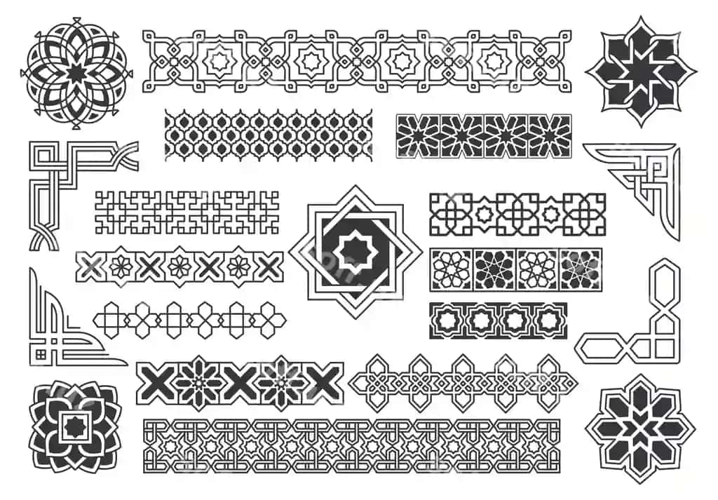 Islomiy chegara naqsh dizayn elementi vektor illustratsiyasi | Islamic border pattern design element vector illustration