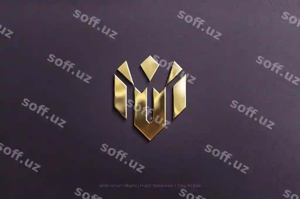 Oltin tekstura 3d namuna logotipi | Golden texture 3d mockup logo
