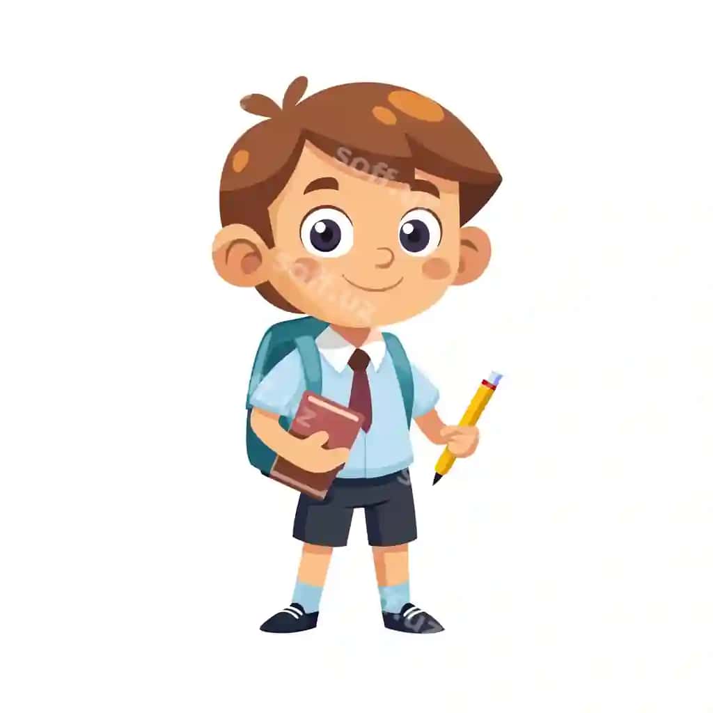 Bolalar qiziqarli multfilm qahramoni vektor tasvirini o'rganmoqda | Childrens learning entertaining cartoon character vector illustration