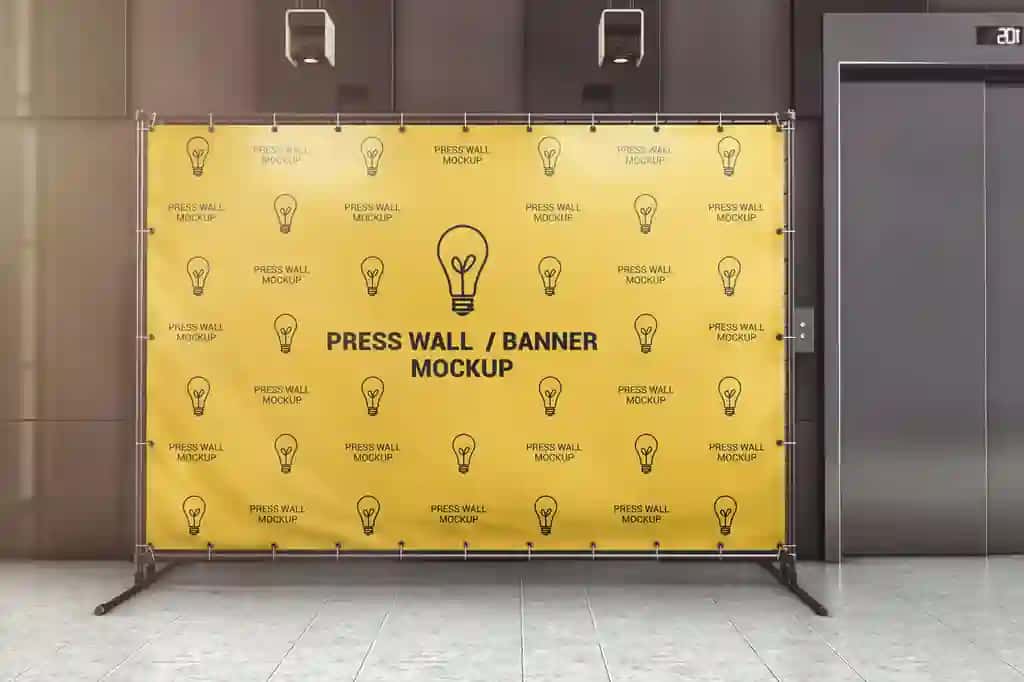 Bosma devor banneri ofis lobbi maketi | Press wall banner office lobby mockup