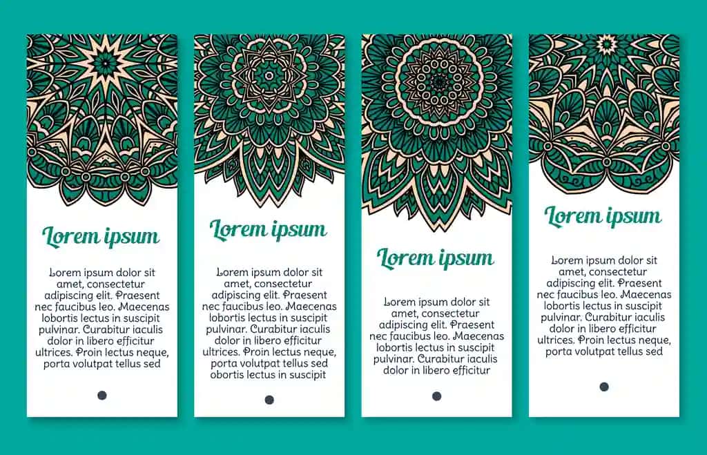 Mandala ornament paisley vektor bannerlar to'plami | Mandala ornament paisley vector banners set