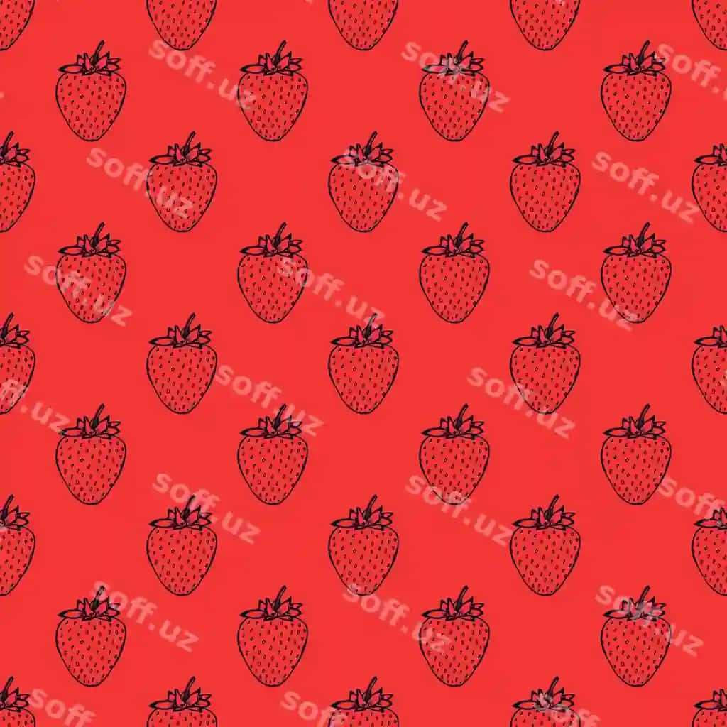 Chetları yo'q tarvuz chizmasi dekorativ bosma o'rab beruvchi | Seamless pattern with strawberry doodle decorative print wrapping