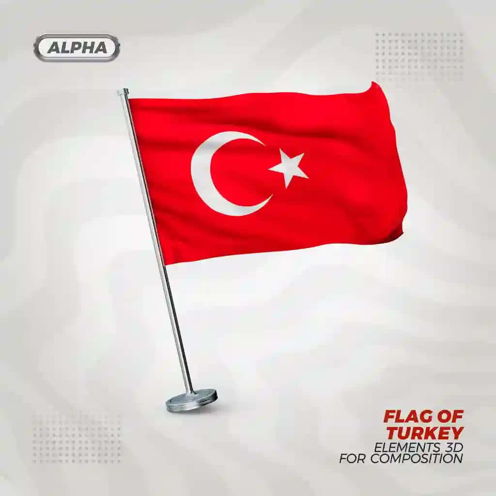 Turkiyaning realistik 3D teksturali bayrog'i | Turkey realistic 3d textured flag