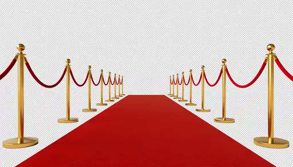 Qizil gilam oltin to'siqlar oq izolyatsiya qilingan | Red carpet gold barriers isolated white