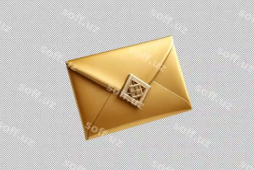 Nufuzli nafislikni ramziy ma'noda ifodalovchi 3D oltin konvert belgisi | 3d golden envelope icon symbolizing prestige sophistication