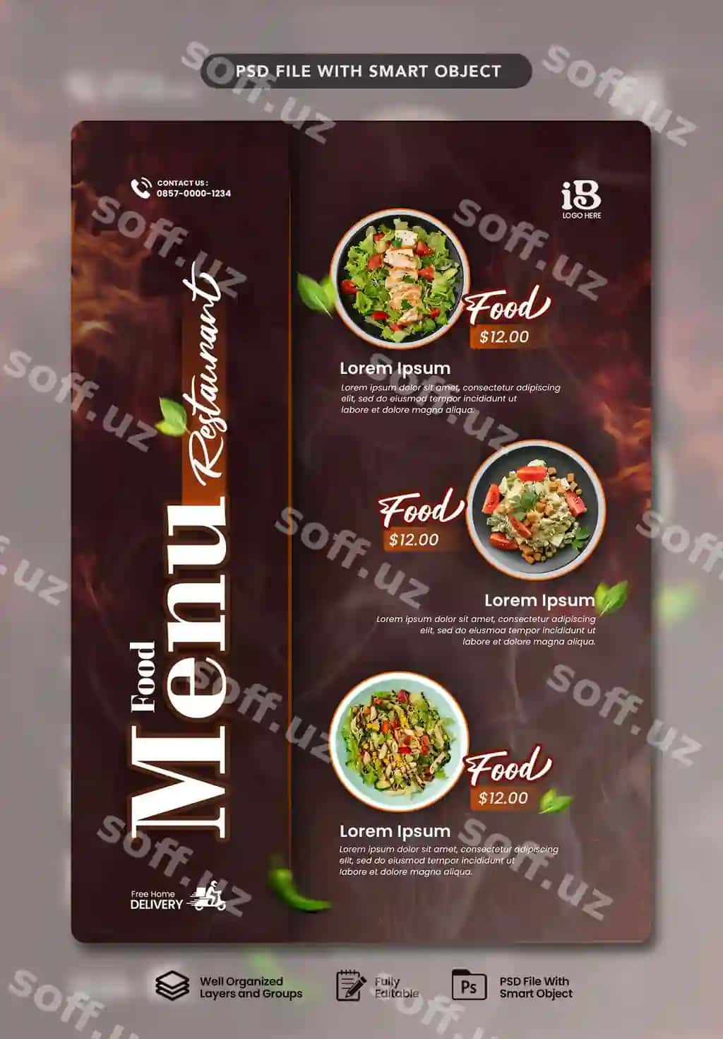 Tez ovqatlanish menyusi shabloni | Fast food menu template