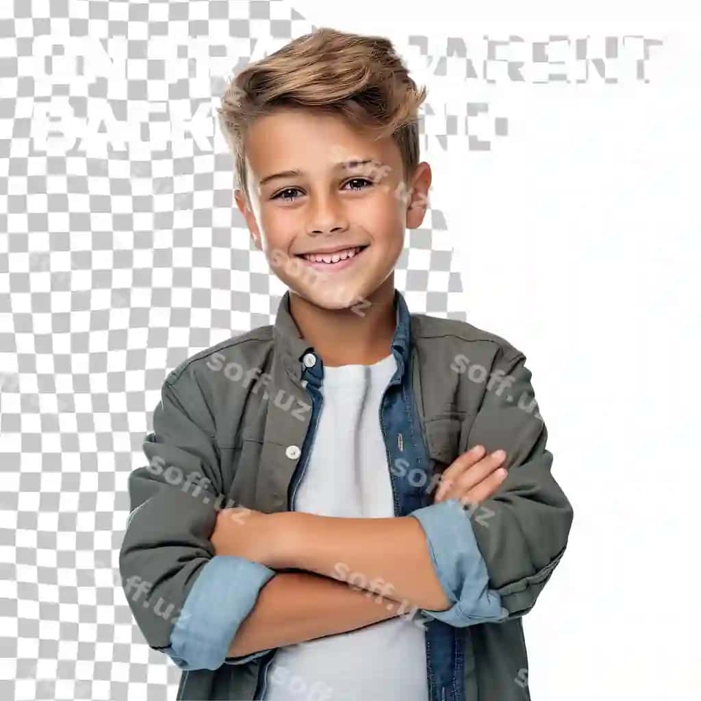 Baxtli yosh qafqaz o'g'il sofa kiyimda qo'llarini ajraltirgan isolatsiyalangan. | Happy young caucasian boy casual outfit with arms crossed isolated