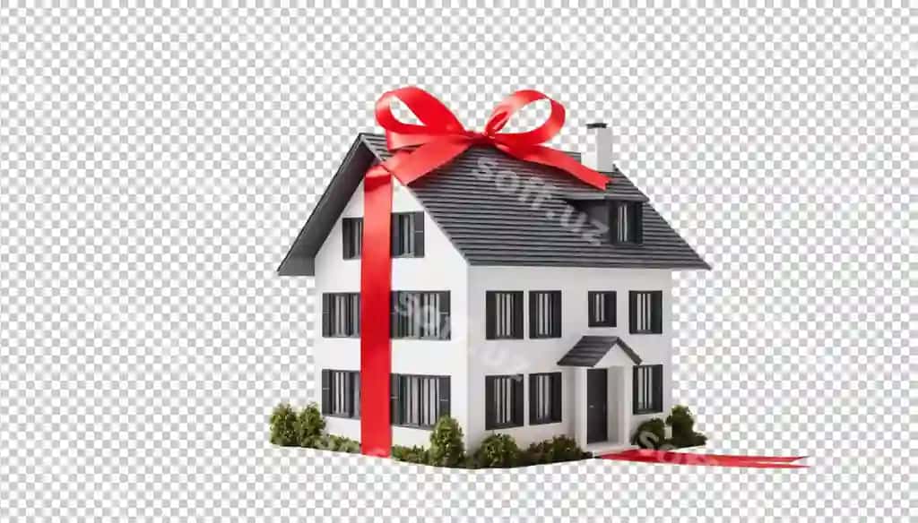 Yangi zamonaviy uy qizil lentabilan oʻralgan | New modern house wrapped with red ribbon