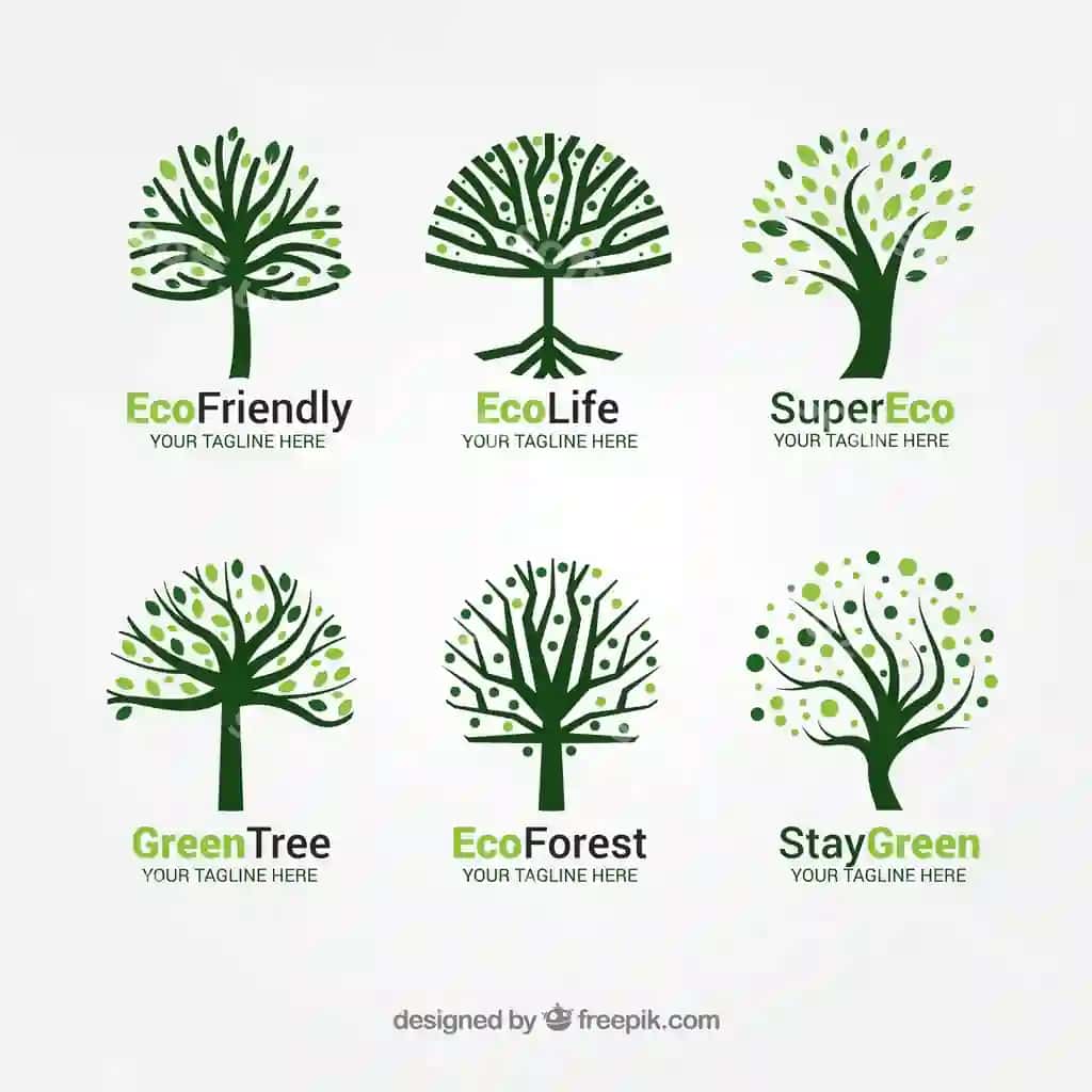 Daraxt logotiplari to'plami tekis uslub | Tree logos collection flat style