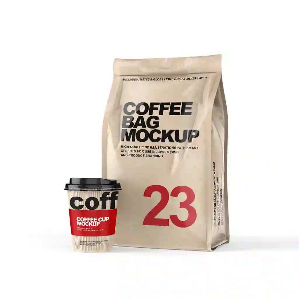 Kofe paketi stakan maketi | Coffee bag cup mockup