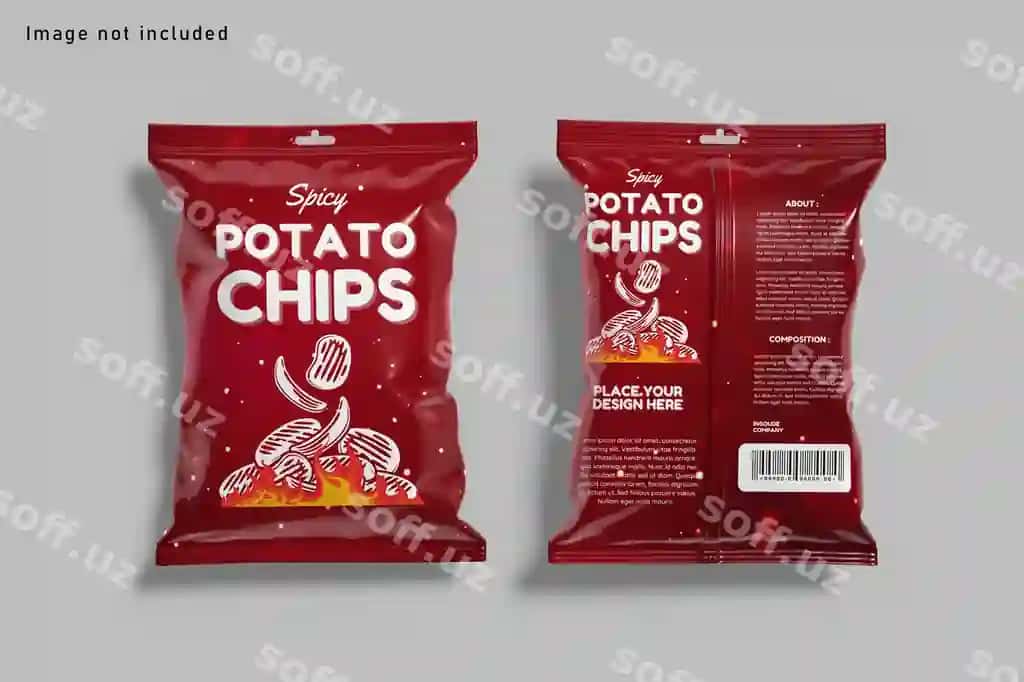 Sneks po'chcha plastik pochar namunasi | Snack pouch plastic bag mockup