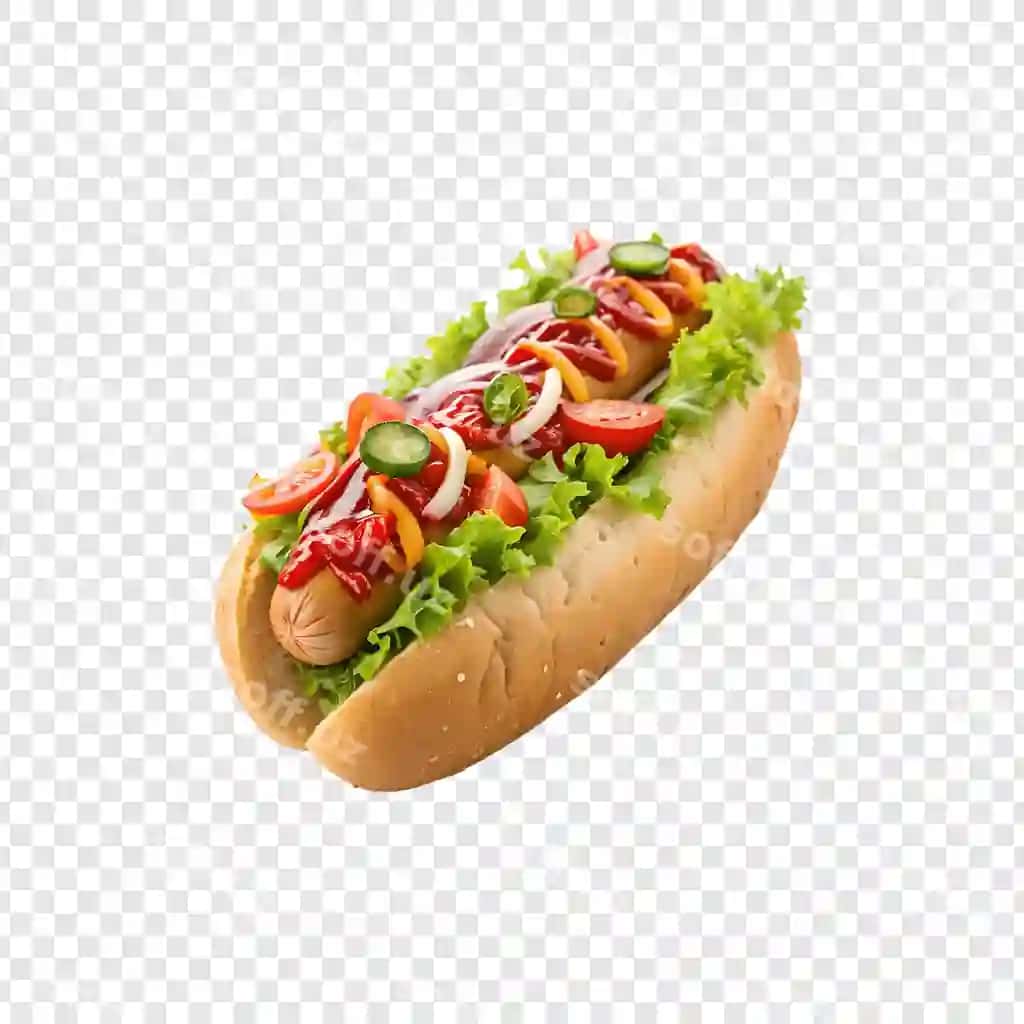 Mamno hot dog taze vegetal'lar, souslar va bun bilan | Delicious hot dog with fresh vegetables sauces bun