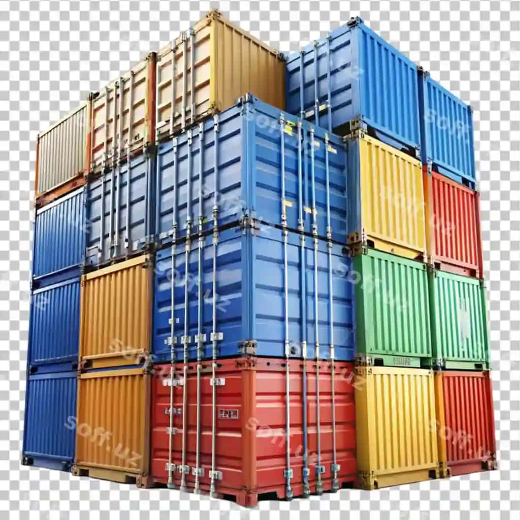 Konteynerlar to'plami oq fon | Container stack white background