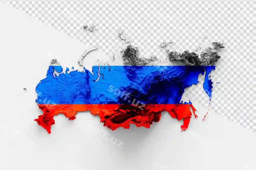 Rusiya xaritasi bayroq 3d topografik xarita 3d illustratsiya Rusiya milliy xaritasi | Russia map flag 3d topographic map 3d illustration russia map national