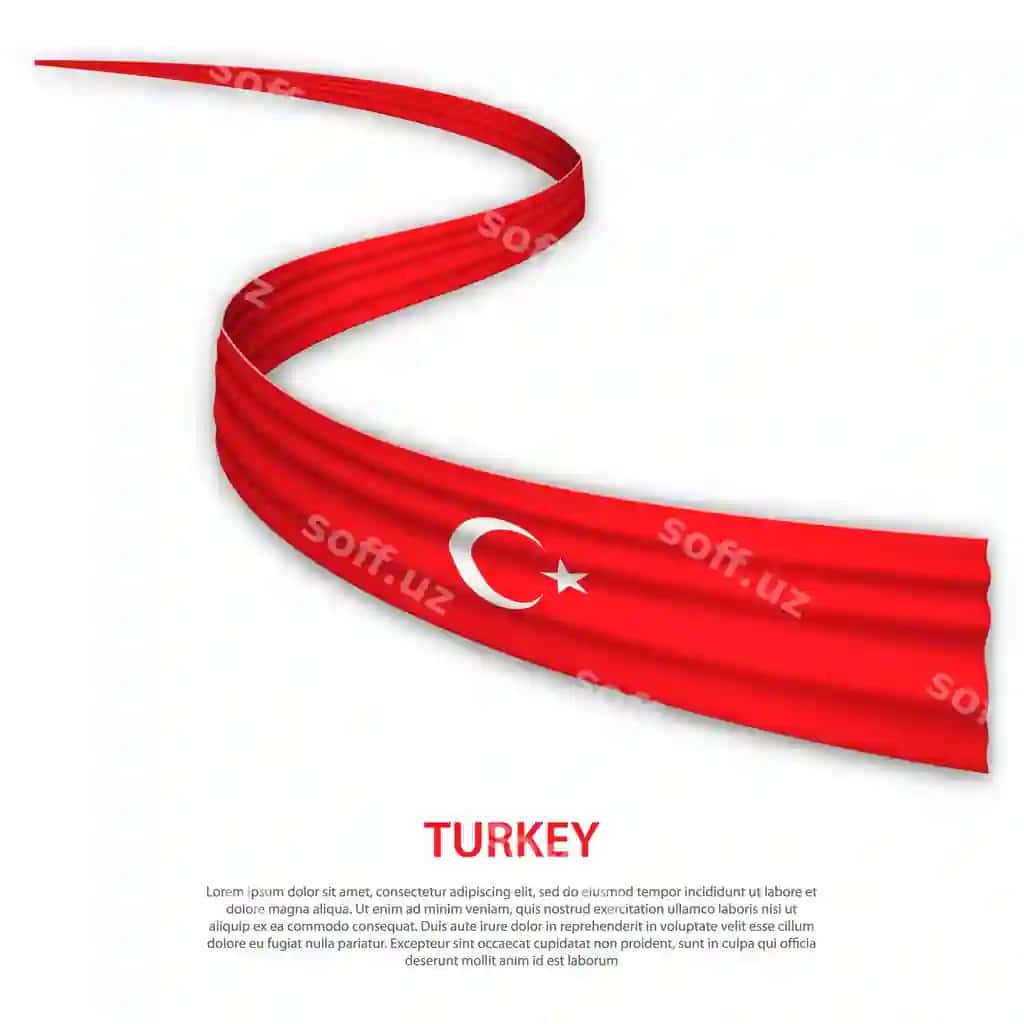 Ko'tarilayotgan lenta baygon Turkiya bayrog'i bilan | Waving ribbon banner with flag turkey