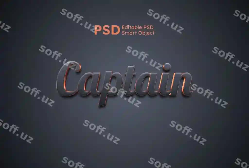 Kapitan 3d tahrirlanadigan matn effekti | Captain 3d editable text effect 2