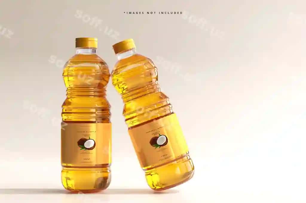 Povarshlik moyi shisha namunasi | Cooking oil bottle mockup