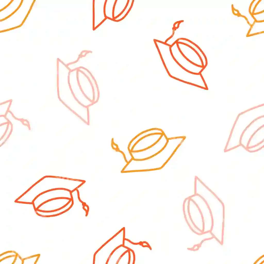 Rangli konturli ohak taxtasi bilan choksiz naqsh | Seamless pattern with colorful outline mortar board
