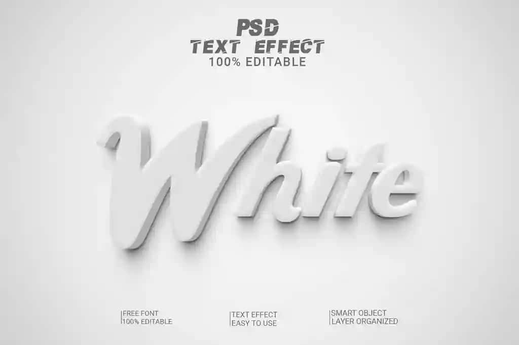 3D oq tahrirlanadigan matn effekti uslubi | 3d white editable text effect style