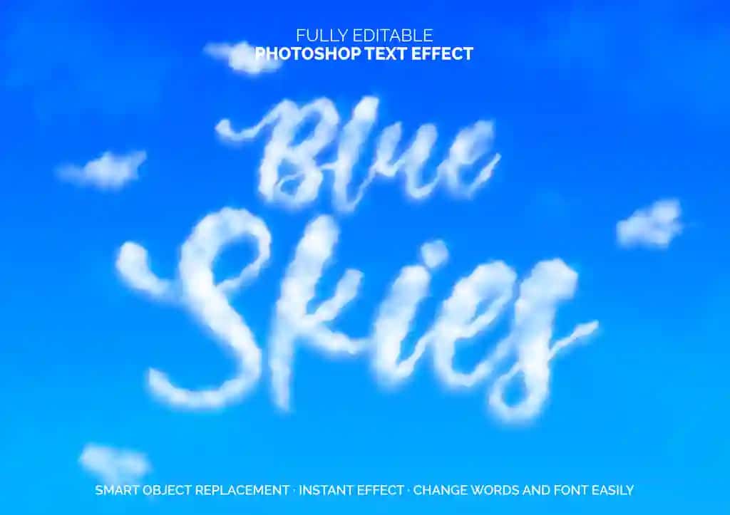 Moviy osmon bulutli matn effekti | Blue sky cloud text effect