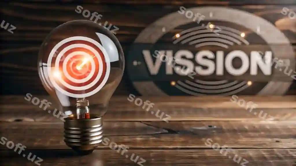 Vizyon konsepsiyasi lampochka nishoni tekis vektorli illyustratsiya strategik rejalashtirish operatsion | Vision concept light bulb target flat vector illustration strategic planning operational