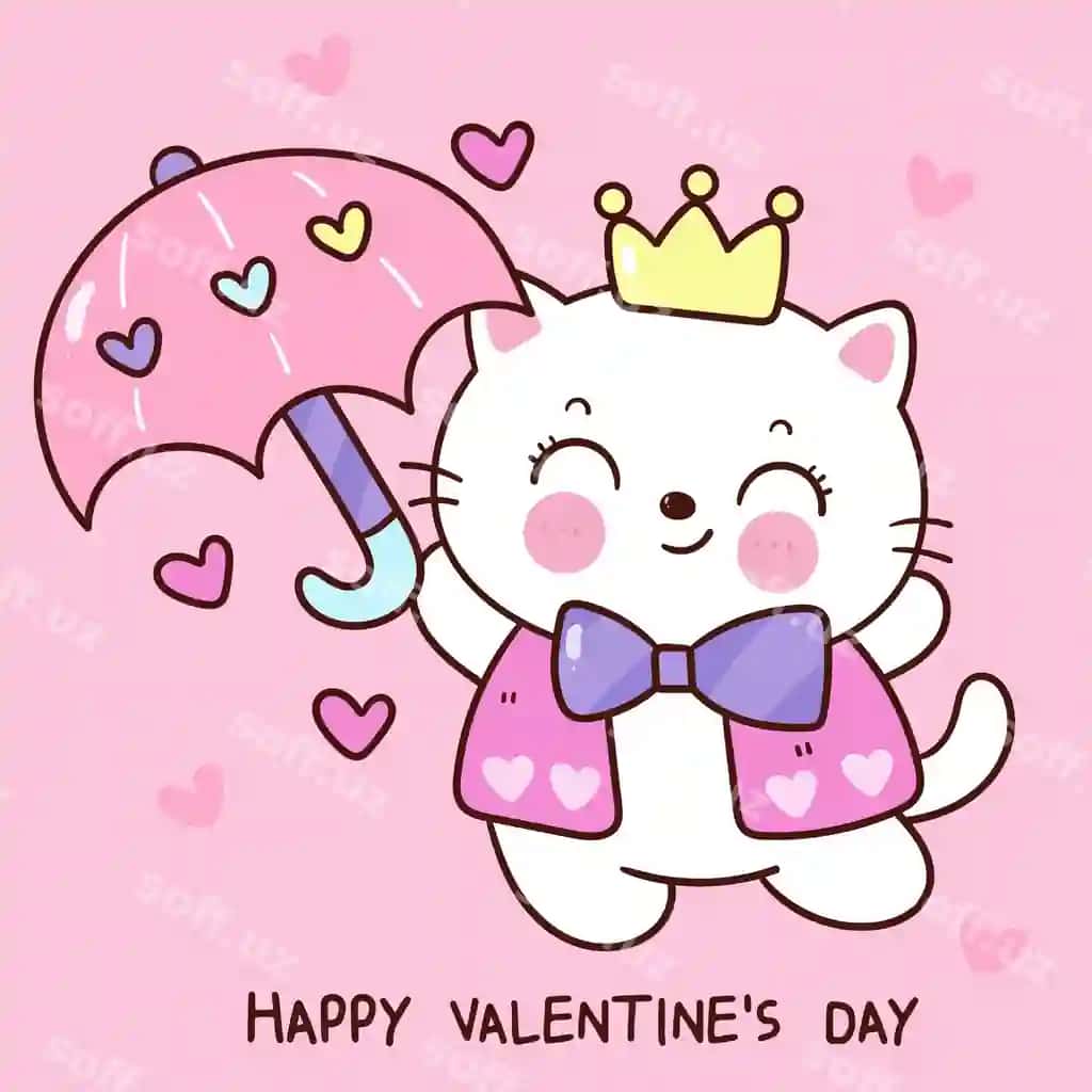 Valyentyn mushuk chiroyli karykatura mushukcha o'yin seriyasi muhabbat festivali kawaii | Valentine cat cute cartoon kitten playing series love festival kawaii