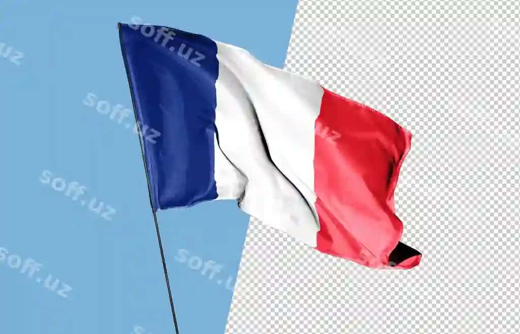 Shaffof Fransiya bayrog'ining realistik maketi | Transparent france flag realistic mockup