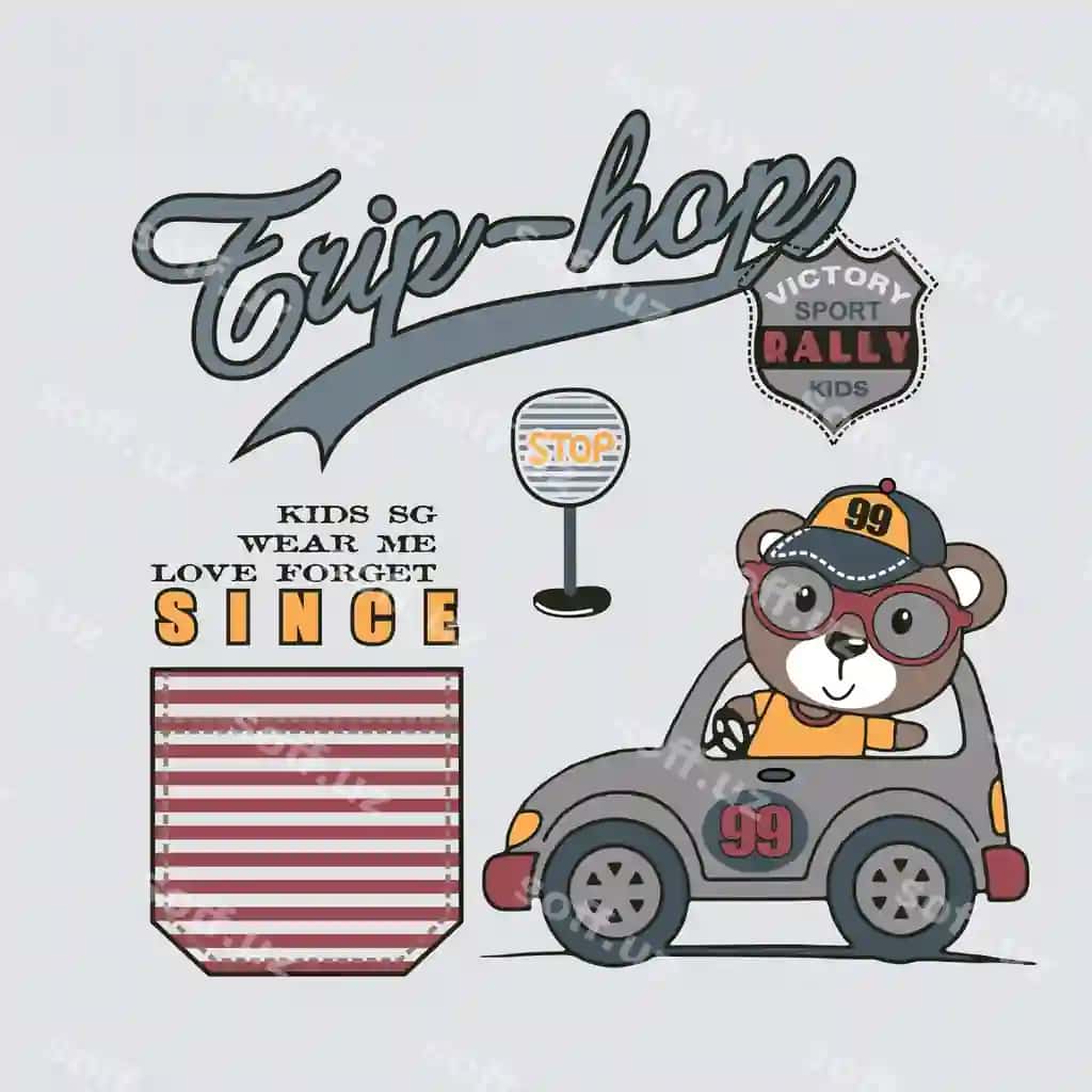 Yoqimli ayiq mashina boshqaradi vektor hayvon tasviri | Cute bear driving car vector animal illustration