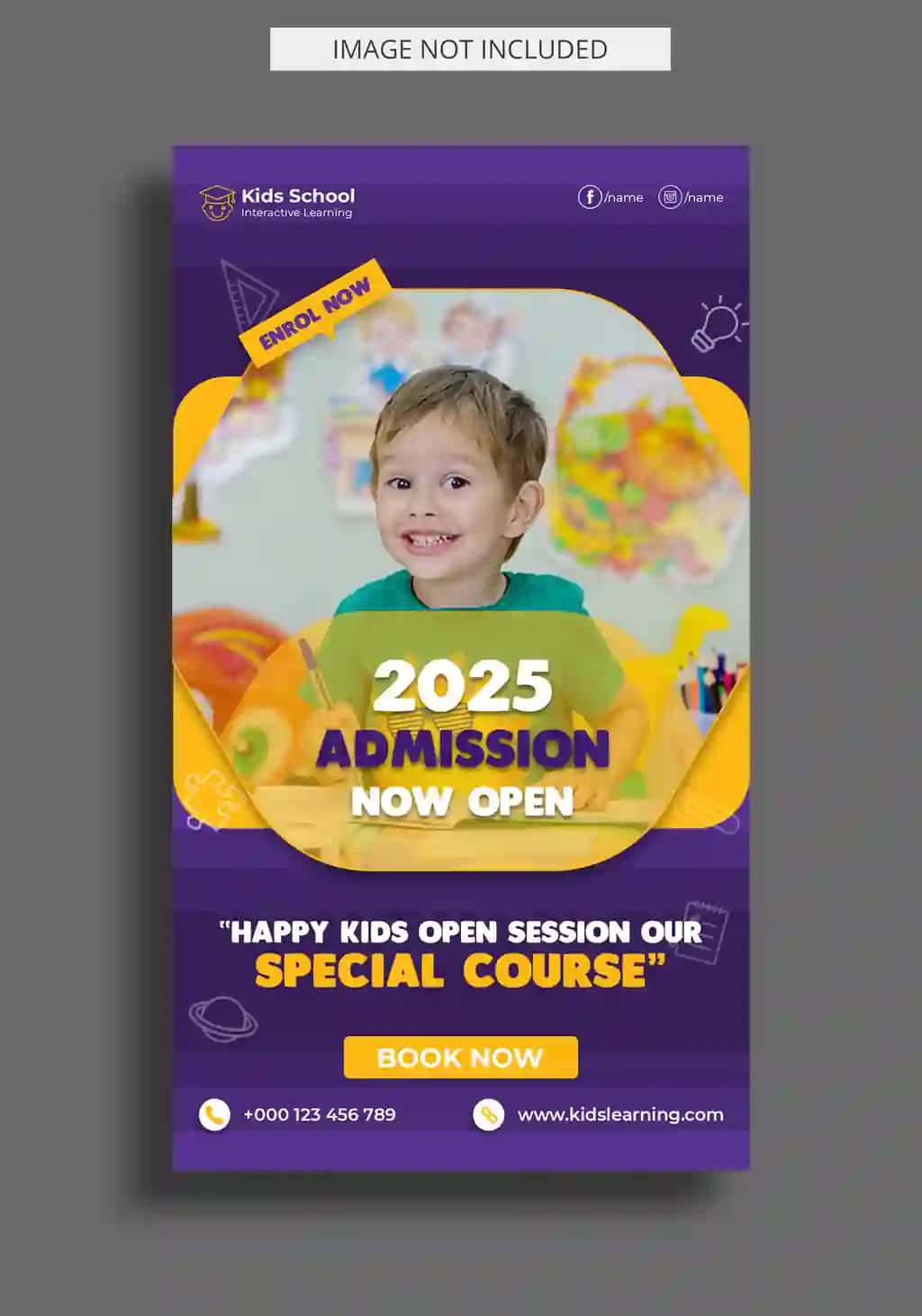 Bolalar ta'limiga kirish uchun instagram hikoya shablonlari | Kids education admission instagram story template