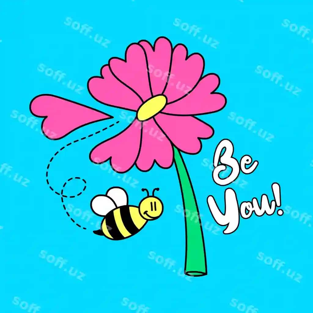 Siz matn bilan pink gul asal bo'ling | Be you text wuth pink flower bee