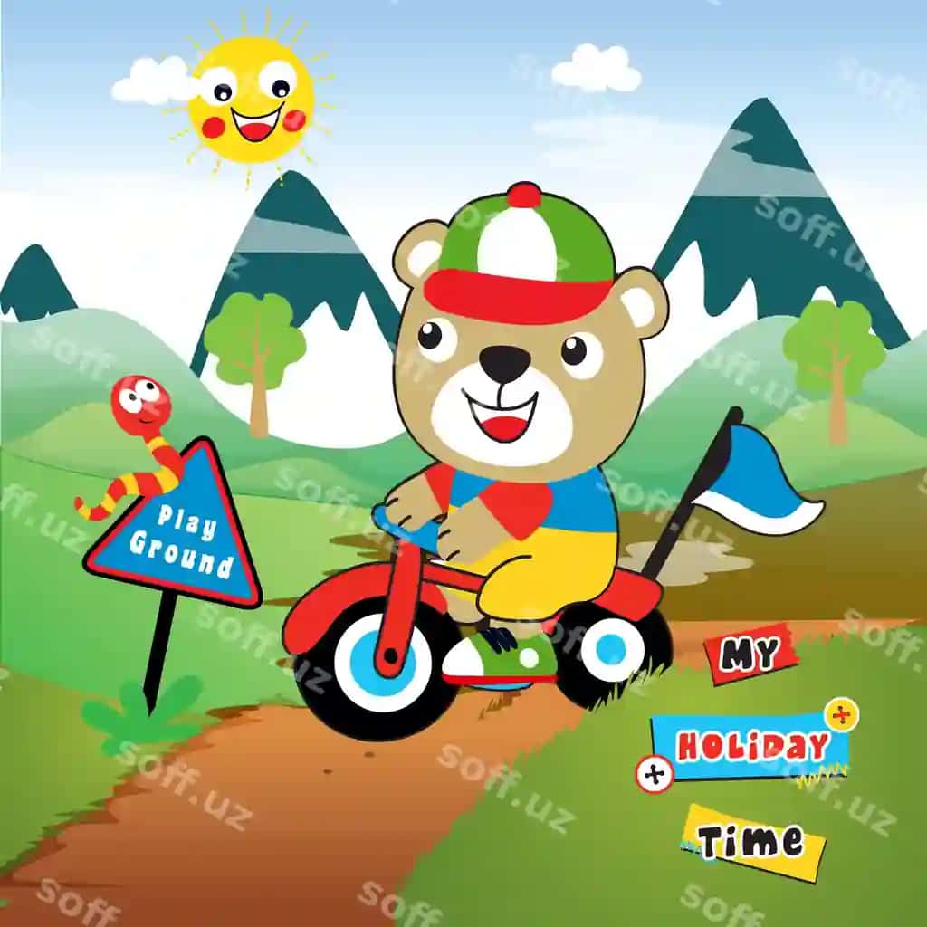 Velosipedchi sayohati multfilmi vektori | Biker trip cartoon vector