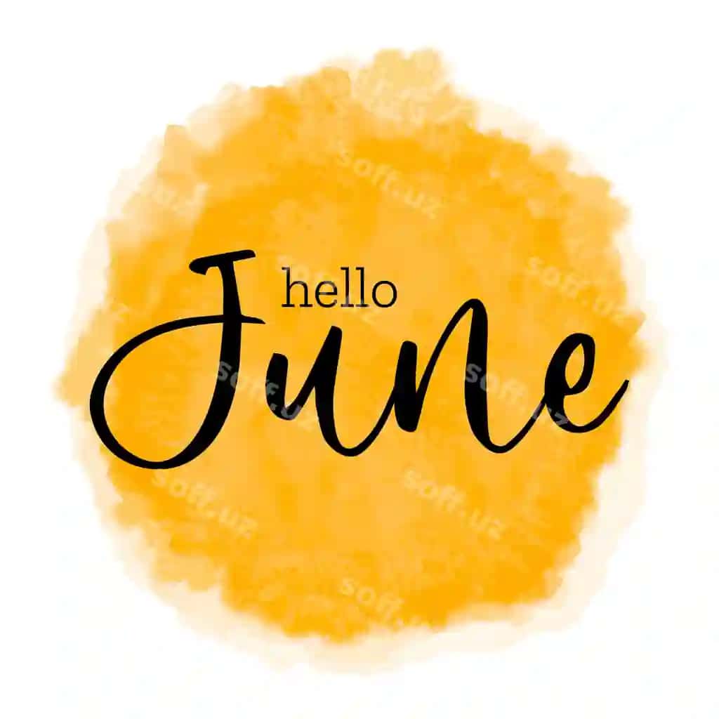 Salom iyun tabrik kartasi yoz boshlanishi xush kelibsiz plakat dizayni | Hello june greeting card beginning summer welcoming poster design