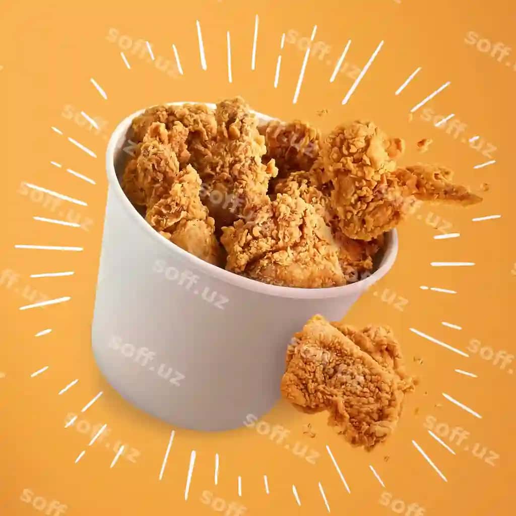 Sariq fonli paqir çıtır tovuq | Bucket crispy chicken with yellow background