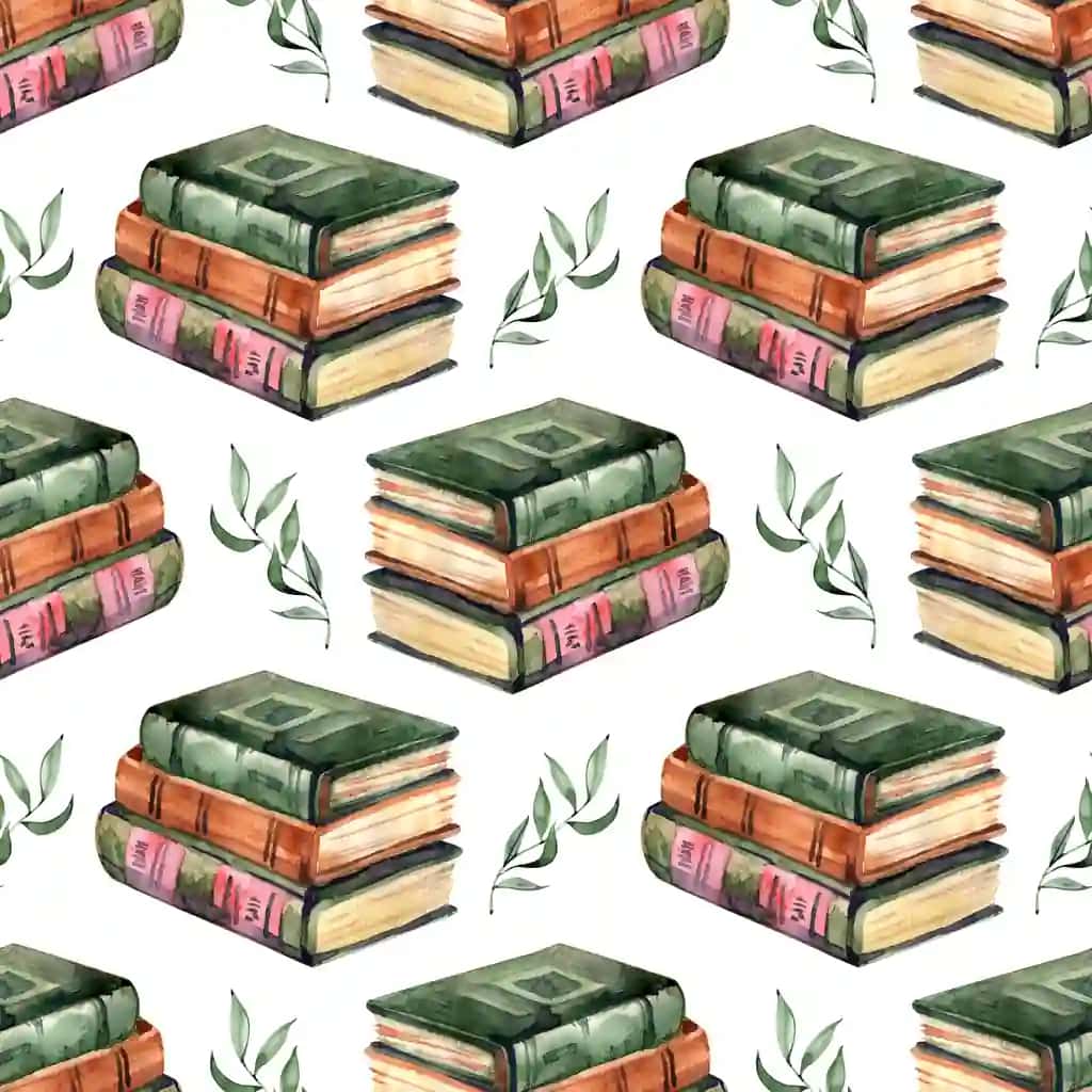 Akvarel eski kitoblar bilan choksiz naqsh fon stek kitoblarni takrorlash | Seamless pattern with watercolor old books repeat background stack books