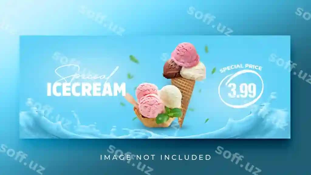 Muzlik menyu reklama banneri shabloni | Ice cream menu promotion banner template