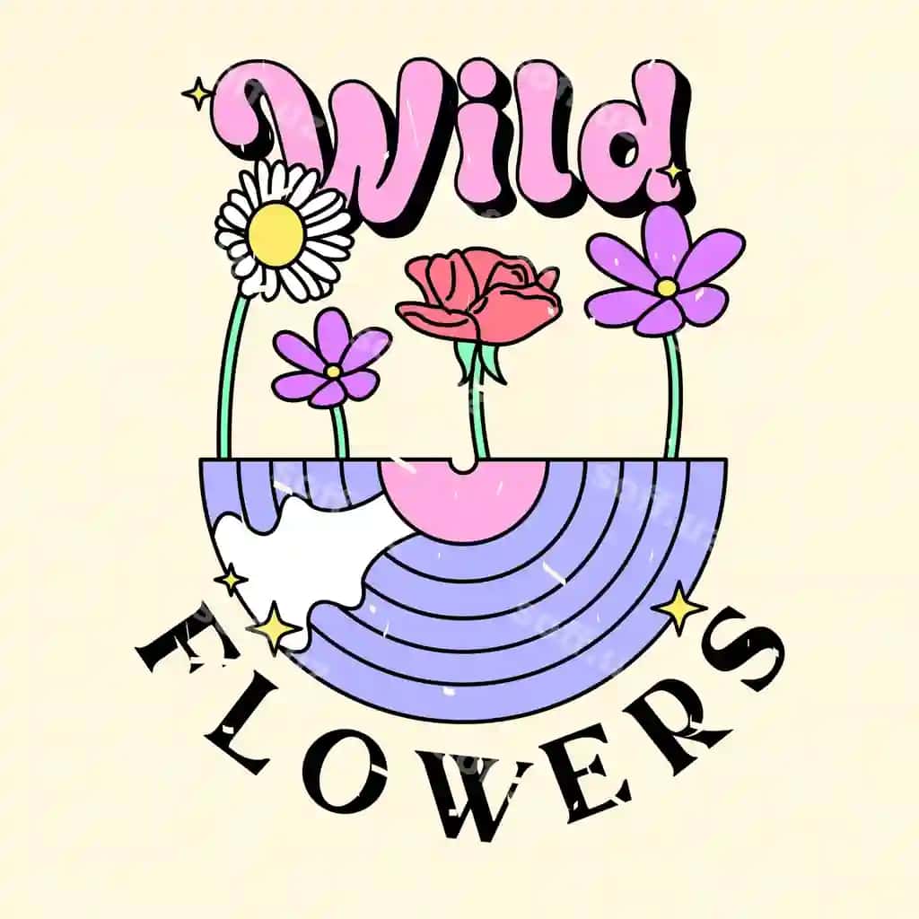 Voha gullari matni vinil gullari bilan | Wild flowers text with vinyl flowers
