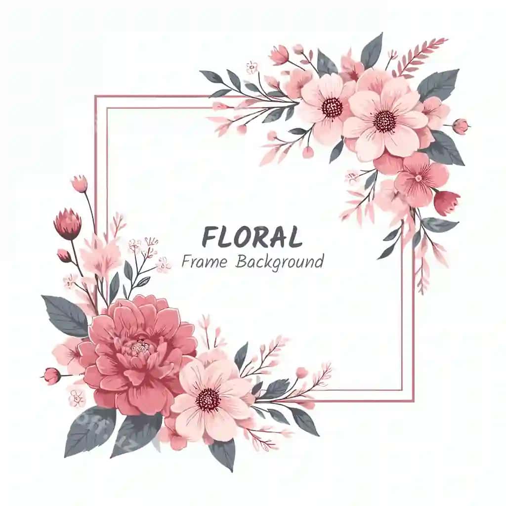 Gul ramkali orqa fon akvaramel bilan | Flower frame background with watercolor