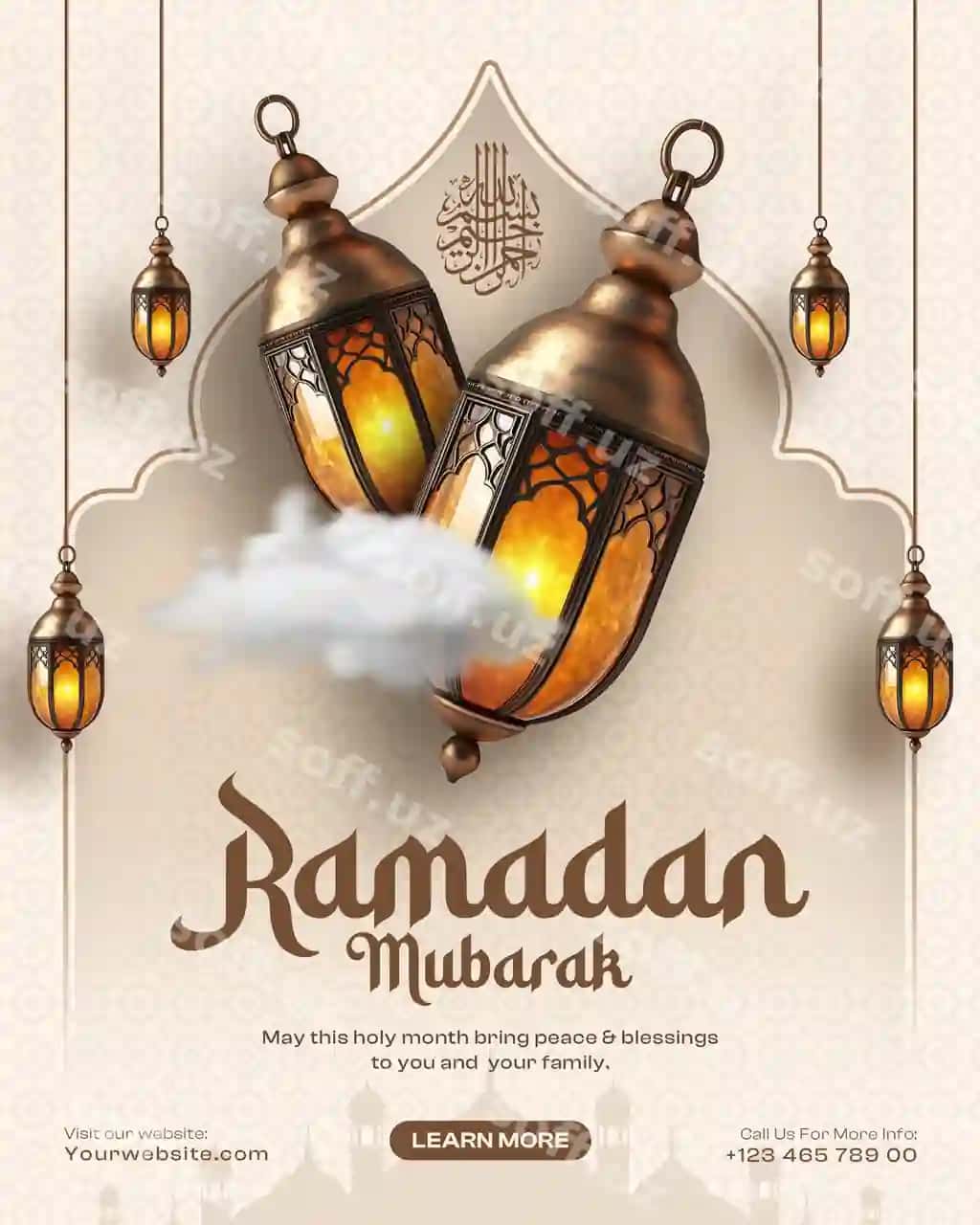 Ramadan muborak ijtimoiy tarmoqlar uchun baner dizayn shabloni | Ramadan mubarak social media banner design template