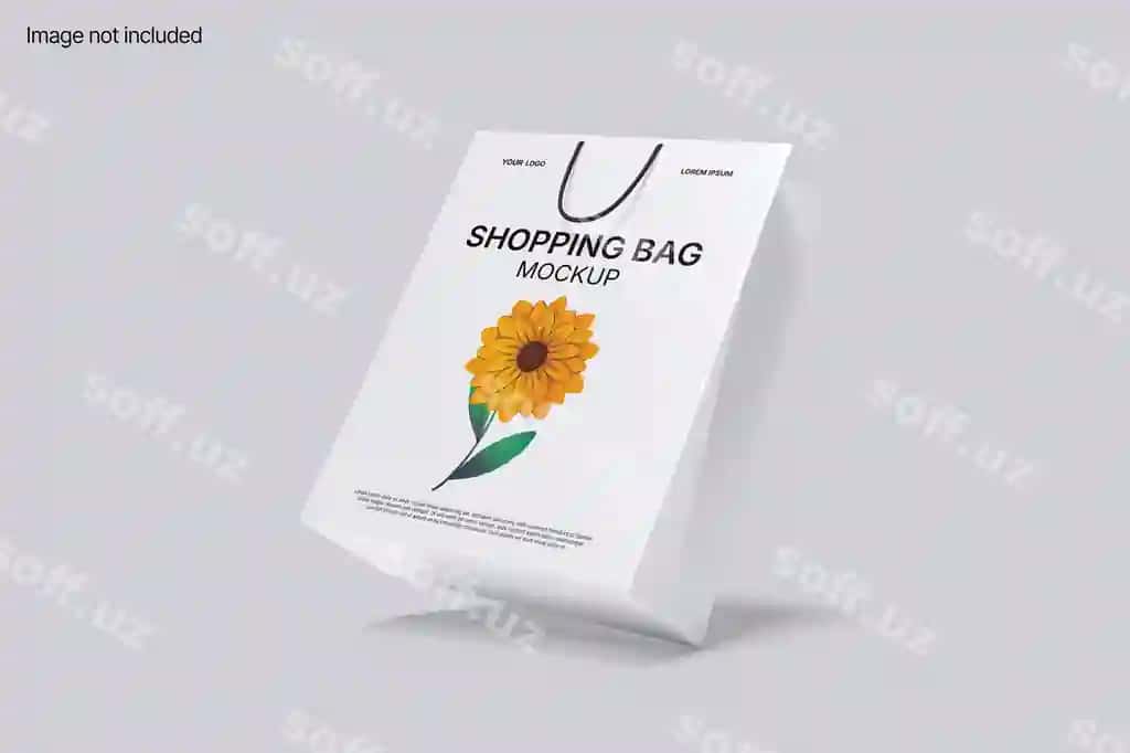Savdo xaltasi minimalist fonda kulrang maket shabloniga ega | Shopping bag minimalist with grey background color mockup template