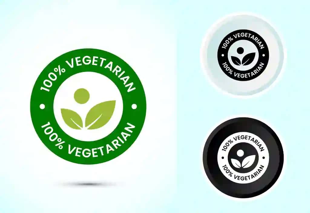 100 foiz vegetarian ikonkasi dizayni tasviri vegan mahsulot yorlig'i | 100 percent vegetarian icon design illustration vegan product label