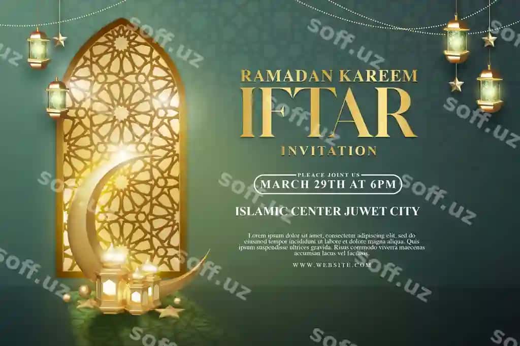 Bepul psd Ramazon Iftar taklifnoma shabloni | Free psd ramadan iftar invitation template