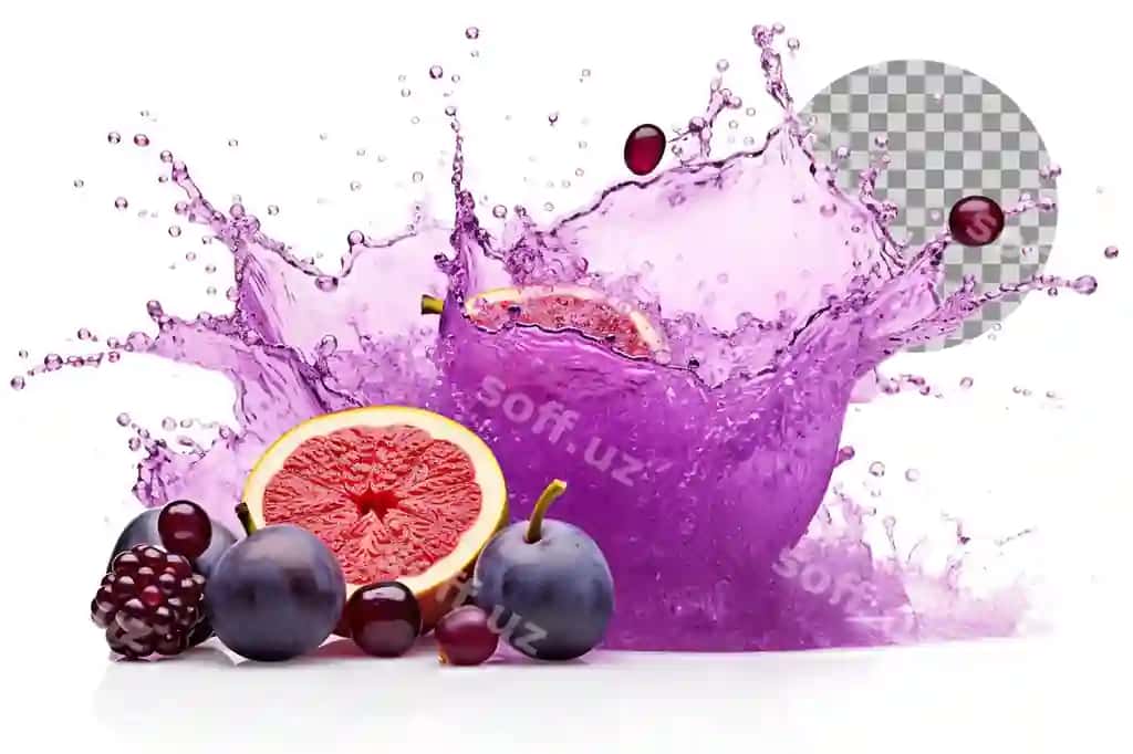 Shaffof fonda meva sharbati chayqaladi | Fruits juice splash transparent background