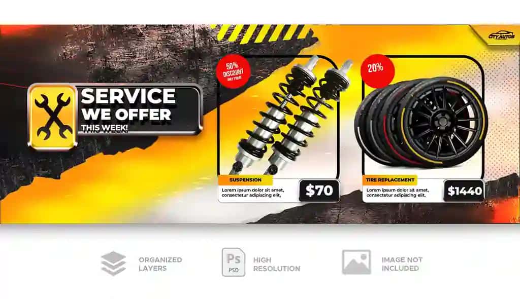 Mexanik ta'mirlash xizmati bannerining dizayn shabloni | Mechanic repair service banner design template
