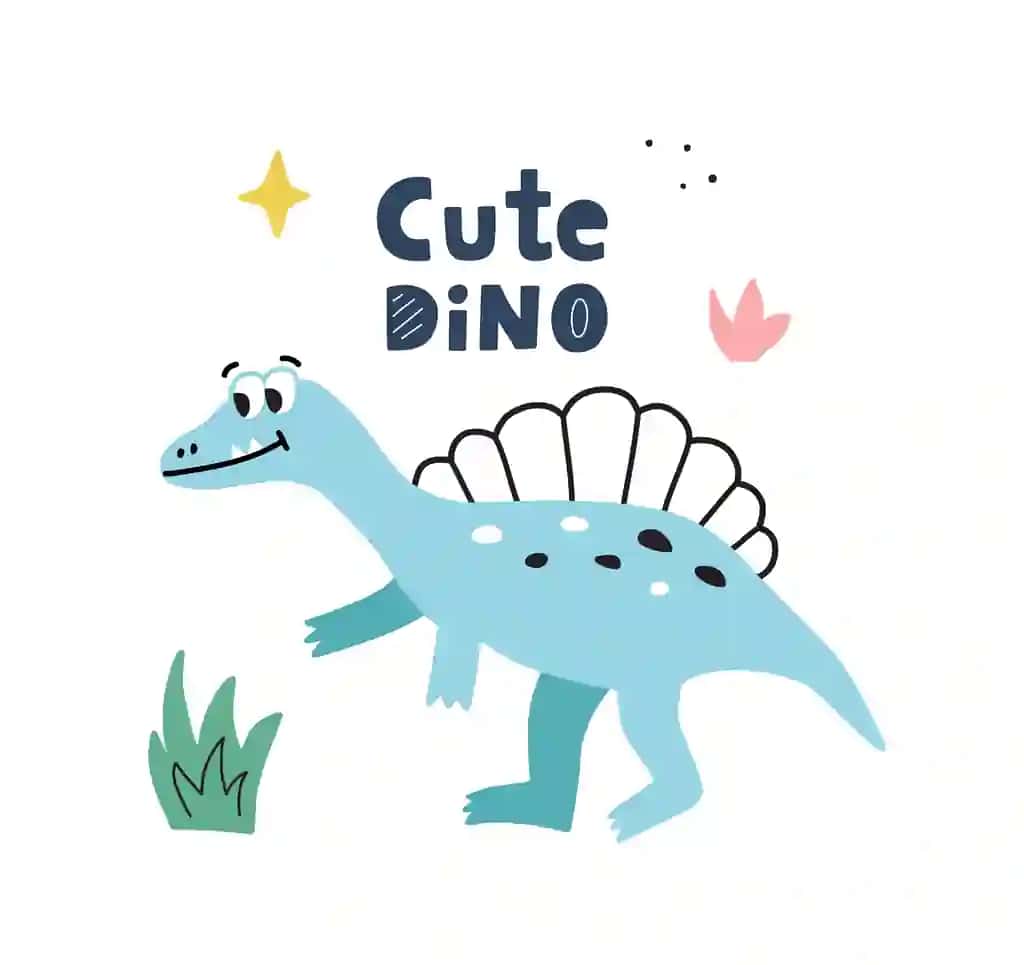 Dinozavr multfilmi qo'lda chizilgan uslubdagi yoqimli dino qo'lyozma harfi | Dinosaur cartoon hand drawn style cute dino handwritten lettering